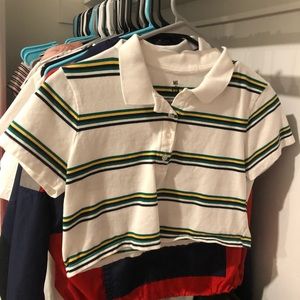 White Green and Yellow Crop Top